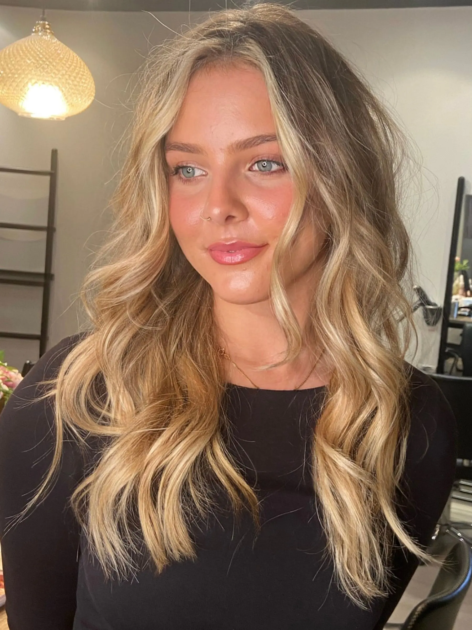 Hand-painted blonde balayage with sun-kissed lengths and no harsh regrowth line, Erin Morgan Hair Subiaco